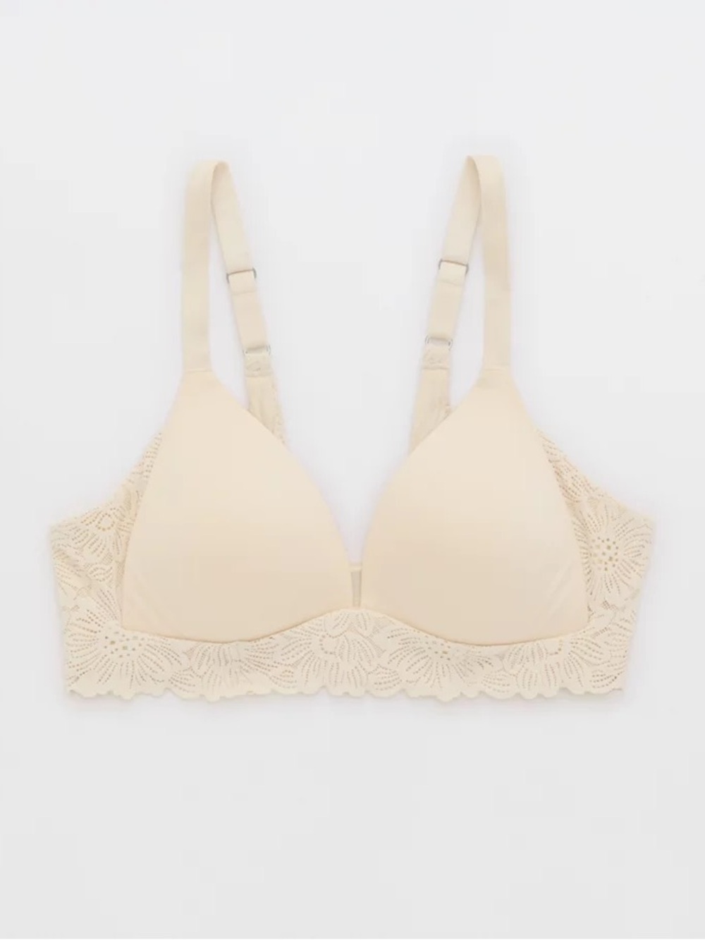 Aerie Sunnie Bloom Lace Wireless Lightly Lined Bra Cream 34B